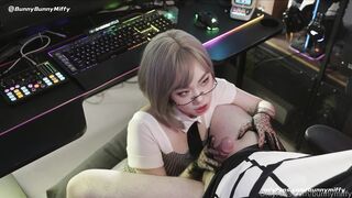 Bunnymiffy米菲兔-AI少女来了！不要打游戏了，跟我一起玩吧-)打游戏时遇到AI少女口交取精!（上篇）(1)